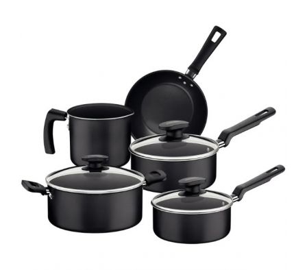 JUEGO DE OLLAS TRAMONTINA 5 PZAS. LORETO NEGRA