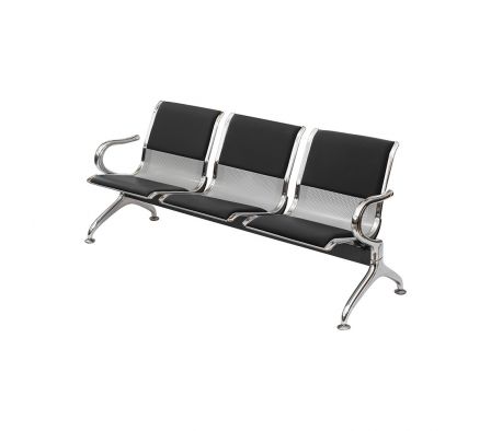 SILLA DE ESPERA TANDEM 3 CUERPOS CENTURY (ALMOHADON NEGRO) LEVEL