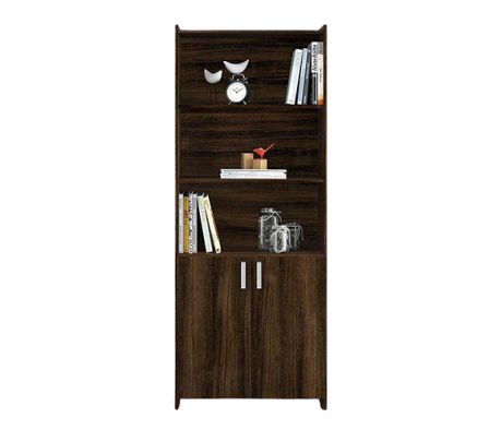 BIBLIOTECA  POLITORNO CON PUERTAS 200076- TABACO 2 PUERTAS 3 COMPARTIMIENTOS