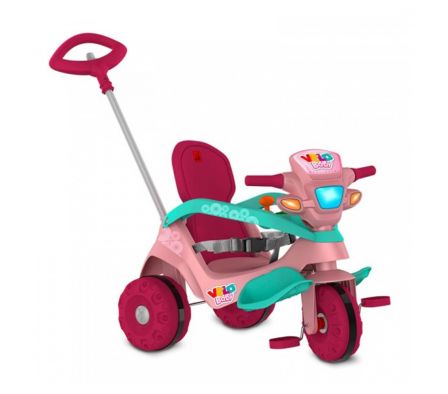 Triciclo Velobaby Reclinable Paseo Pedal Rosa