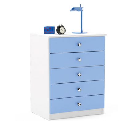 COMODA POLITORNO 05 CAJONES BLANCO/AZUL 2541