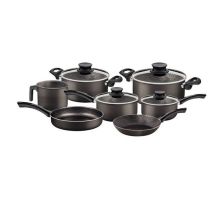 JUEGO DE OLLAS TRAMONTINA 7 PZAS. PARIS TEXTURE NEGRA