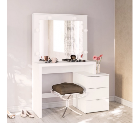 TOCADOR POLITORNO VITORIA BLANCO PARA 6 LUCES / 3 CAJONES