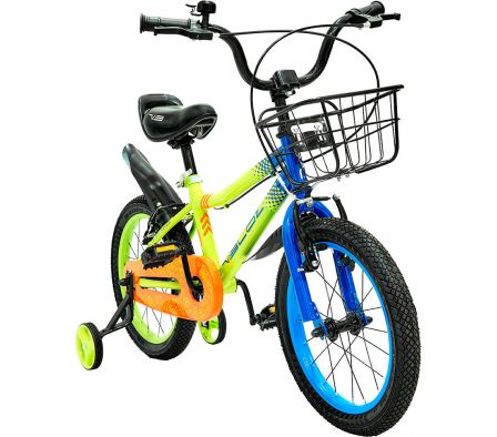 BICICLETA VELOZ ARO 16 SPEEDY VERDE/AZUL + CAMPANILLA