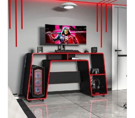 MESA GAMER POLITORNO LONDON NEGRO/ROJO 200512