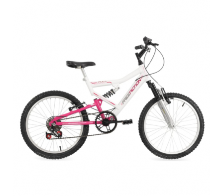 BICICLETA FREE AC ARO 20 FULL 6V FEM V-BRAKE BLANCO/ROSA