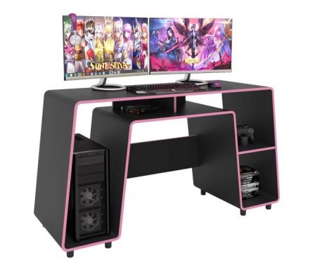 MESA GAMER POLITORNO LONDON NEGRO/ROSA 200512