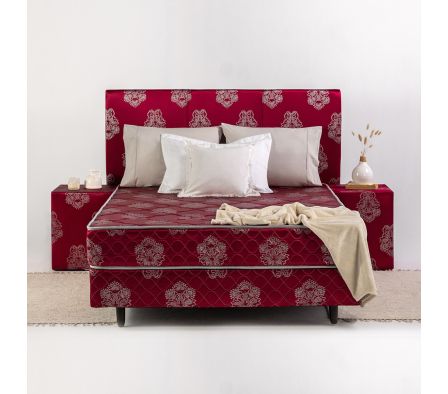 SOMMIER NOGAL RELAX 140X190 COLOR BORDO JUEGO COMPLETO