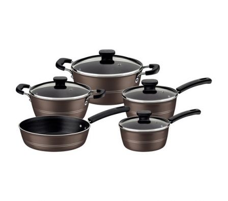 JUEGO DE OLLAS TRAMONTINA 5 PZAS. SICILIA MARRON