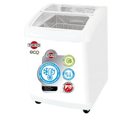 CONGELADOR PARA HELADOS TOKYO TCONH220R VIDRIO CURVO DESLIZABLE 220LTS